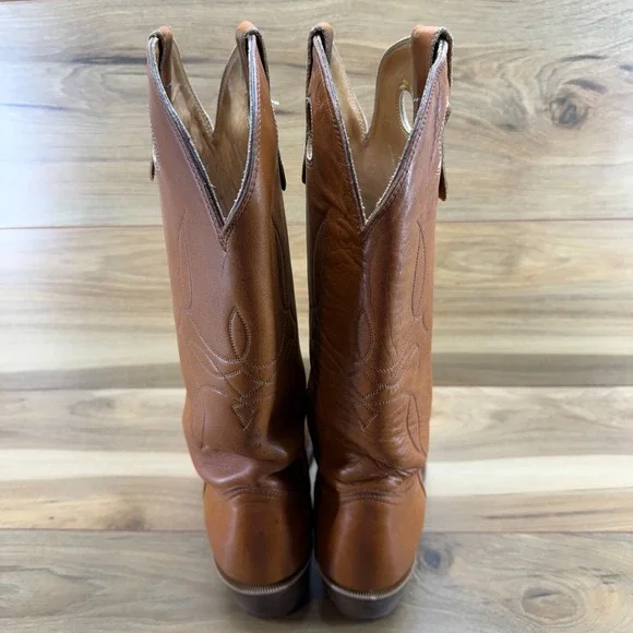 ALBERTA BOOT CO. Western Mens 10.5 Cognac Vintage Tall Cowboy Boots